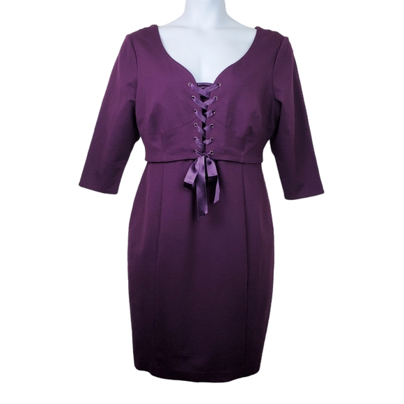 Lane Bryant Dresses & Skirts - Lane Bryant Plum Purple Lace Up Corset Sheath Dress Size 14 NWT